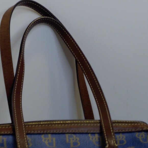 Dooney & Bourke Denium and Brown Leather Trim Satchel/Shoulder Bag, Small. - Picture 5 of 7
